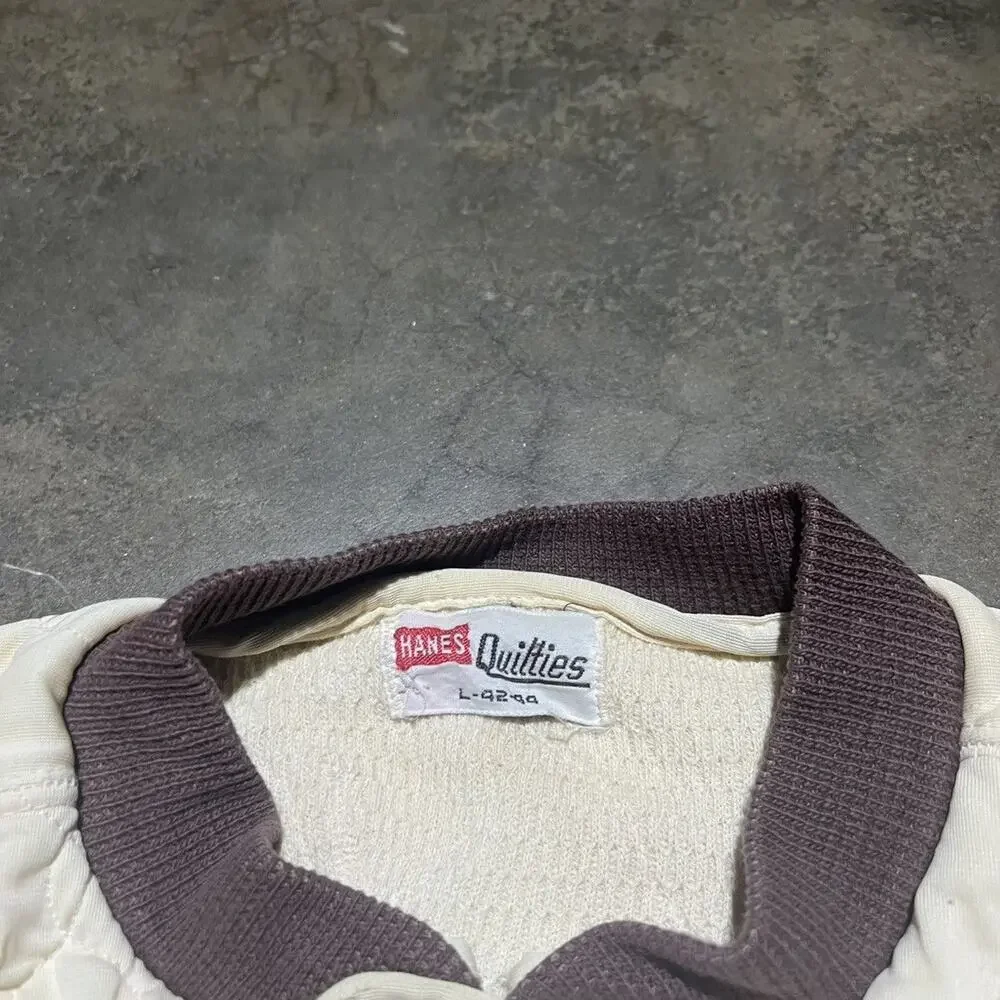 Vintage 40s 50s Hanes Quilties Cream Quilted Bomber Jacket